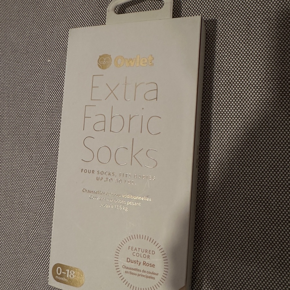 Owlet Extra Fabric Socks - Dusty Rose - Unopened brand new in box